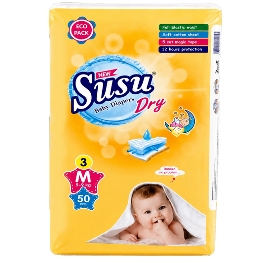 Susu Dry Baby Diapers Medium -50Pcs
