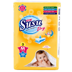Susu Dry Baby Diapers Medium -50Pcs